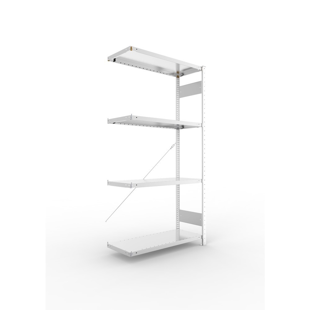 Illustration du produit: Rayonnage à tablettes META CLIP SET, TA, FL 100 kg, galvanisé, 4 tablettes, H x l x P 2 000 x 1 000 x 400 mm