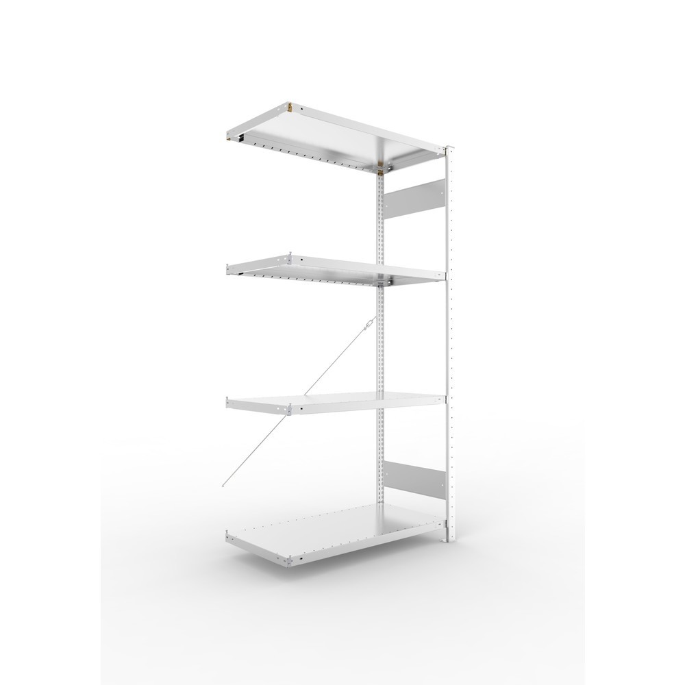Illustration du produit: Rayonnage à tablettes META CLIP SET, TA, FL 230 kg, galvanisé, 4 tablettes, H x l x P 2 000 x 1 000 x 500 mm