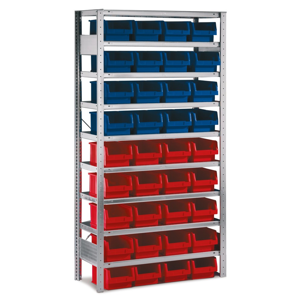 Illustration du produit: Rayonnage à tablettes META, TB avec bacs à becs, FL 100 kg, 36 bacs, H x l x P 2 000 x 1 000 x 400 mm