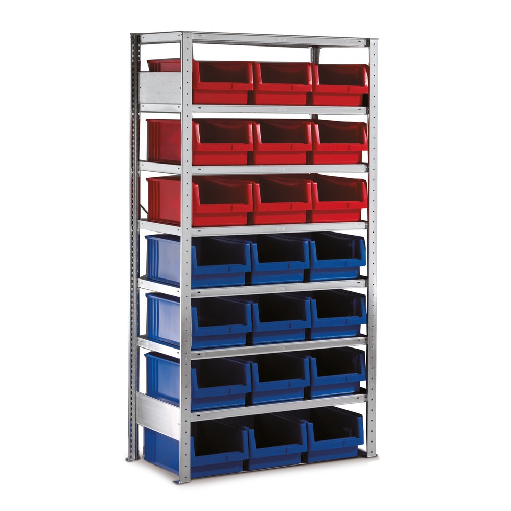 Illustration du produit: Rayonnage à tablettes META, TB avec bacs à becs, FL 100 kg, 21 bacs, H x l x P 2 000 x 1 000 x 500 mm