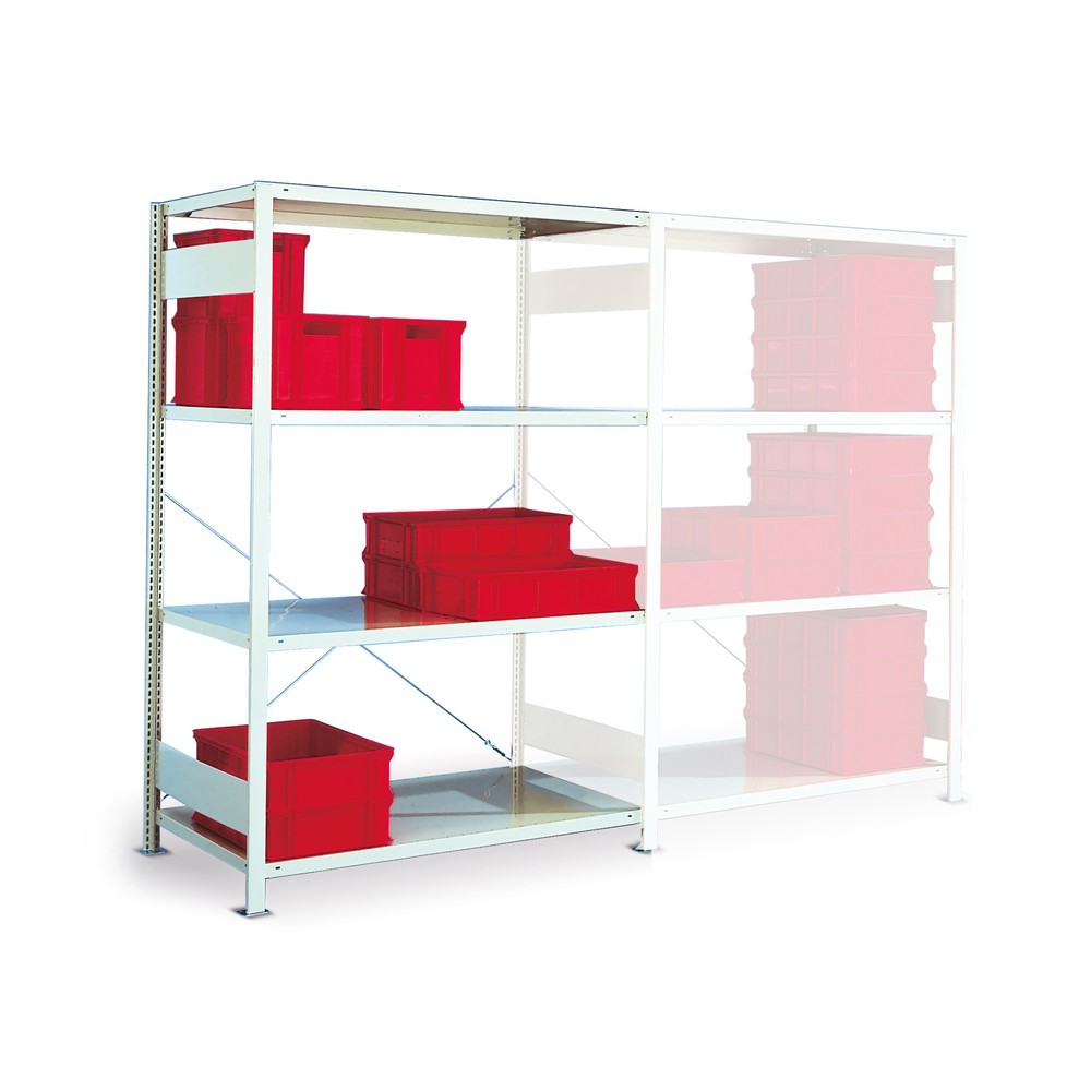 Illustration du produit: META Rayonnage à tablettes, une rangée, travée auxiliaire, gris clair, HxlxP 2 000 x 1 300 x 300 mm