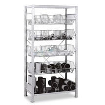 Produktabbildung Nr. 1: Rayonnage à tablettes SCHULTE avec paniers à mailles grossières, travée de base, HxlxP 2 000 x 1 000 x 500 mm, CT 150 kg