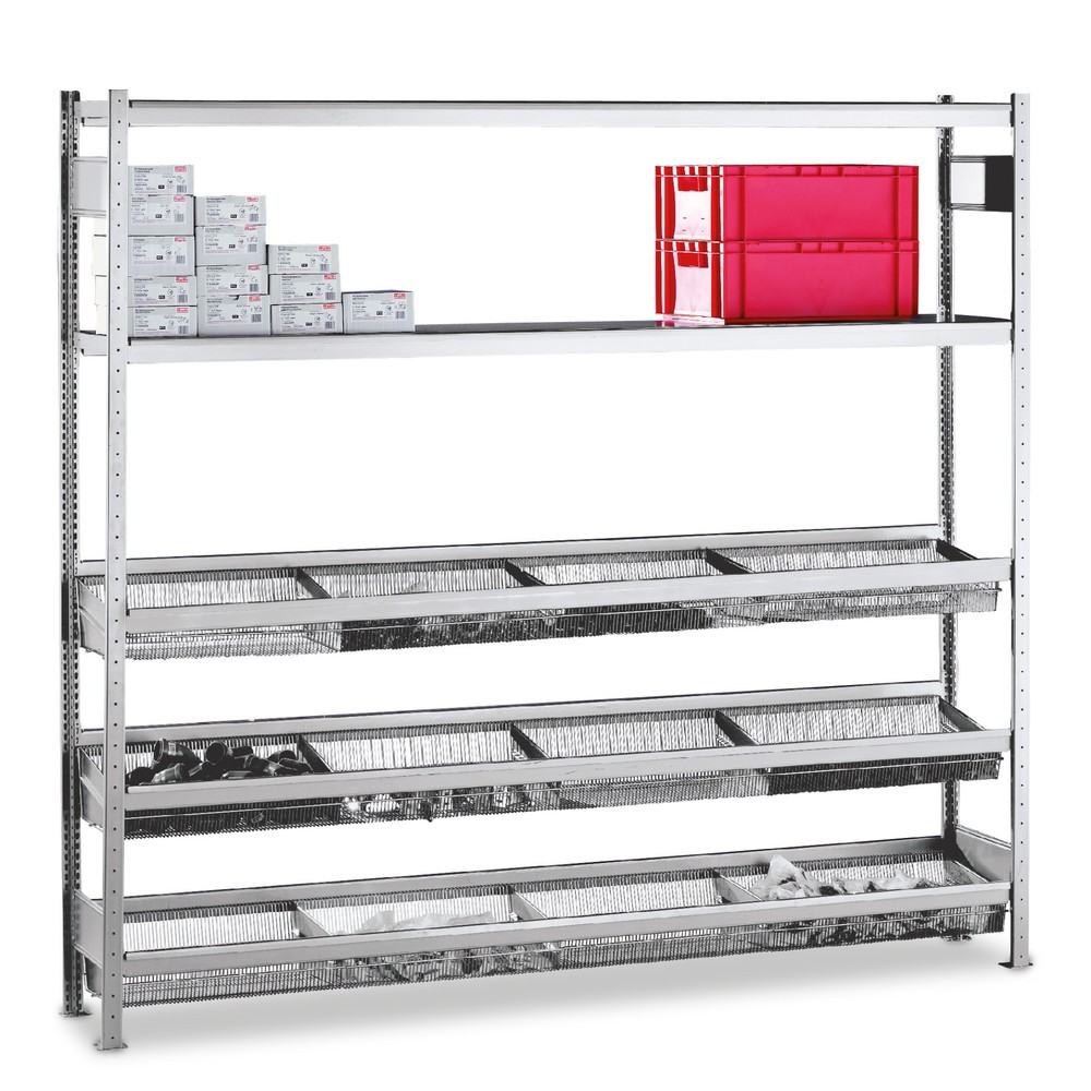 Illustration du produit: Rayonnage à tablettes SCHULTE avec paniers grillagés, travée auxiliaire, HxlxP 2 500 x 1 500 x 400 mm, CT 400 kg