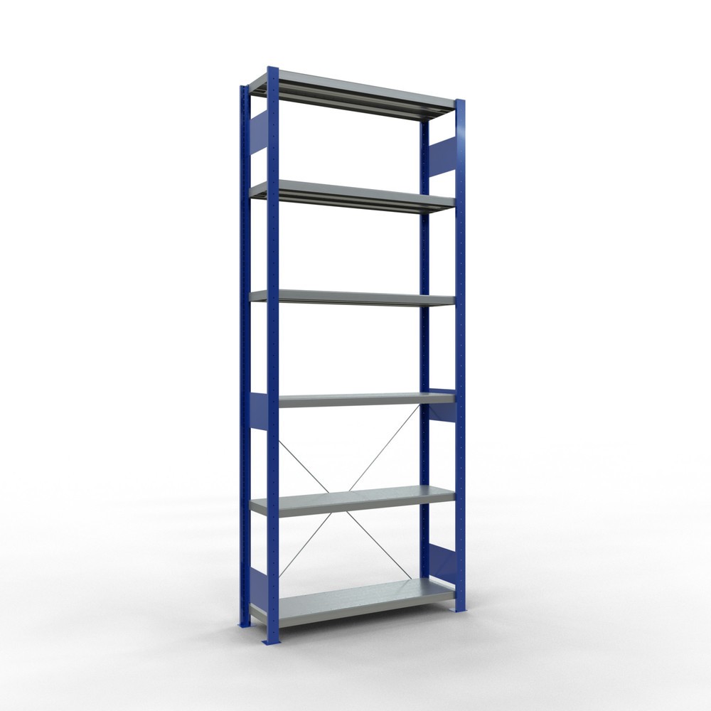 Produktabbildung Nr. 1: SCHULTE Rayonnage à tablettes, bleu gentiane / galvanisé, charge par tablette 330 kg, HxlxP 2 500 x 1 060 x 336 mm