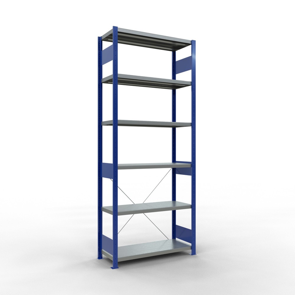 Illustration du produit: SCHULTE Rayonnage à tablettes, bleu gentiane / galvanisé, charge par tablette 330 kg, HxlxP 2 500 x 1 060 x 436 mm