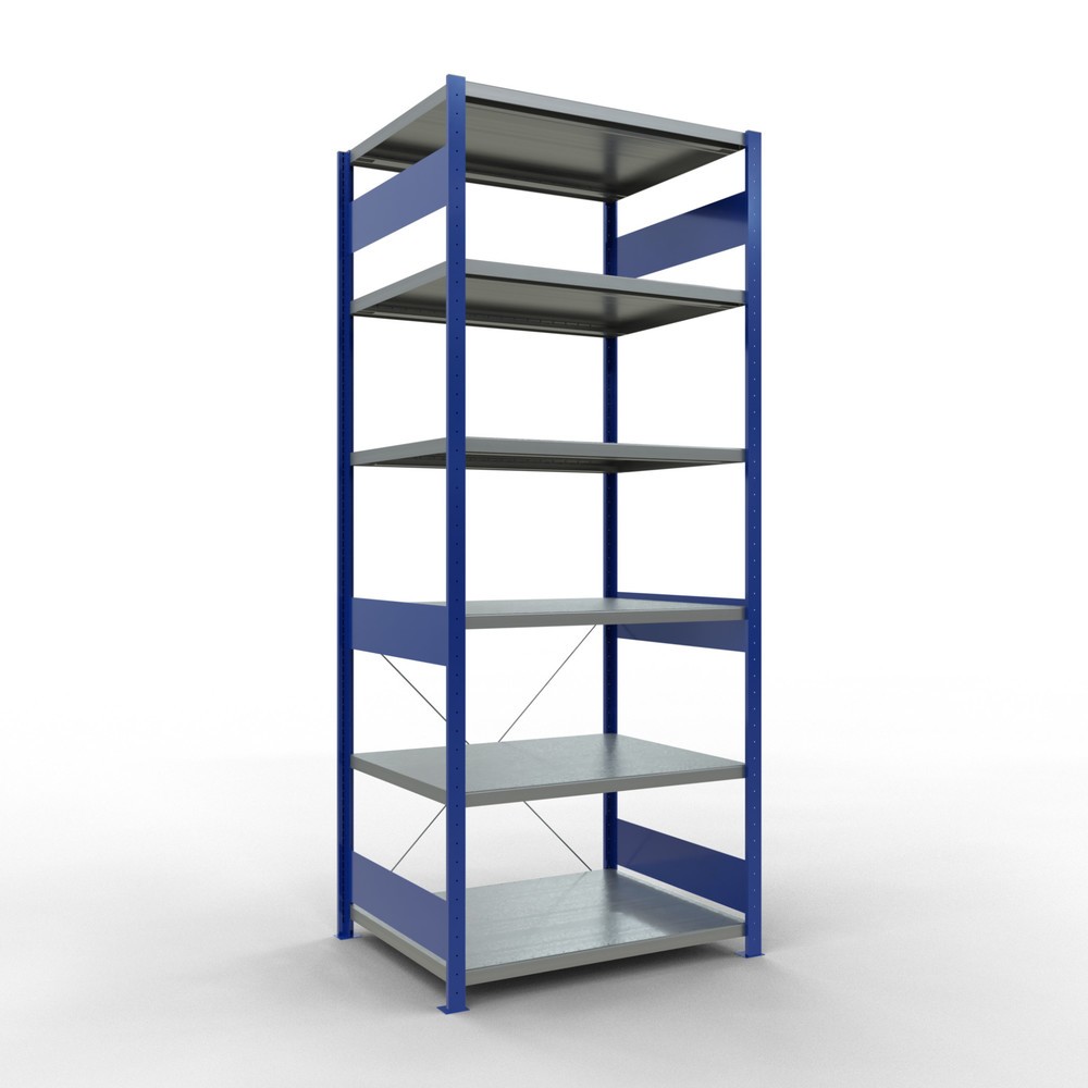 Illustration du produit: SCHULTE Rayonnage à tablettes, bleu gentiane / galvanisé, charge par tablette 330 kg, HxlxP 2 500 x 1 060 x 836 mm