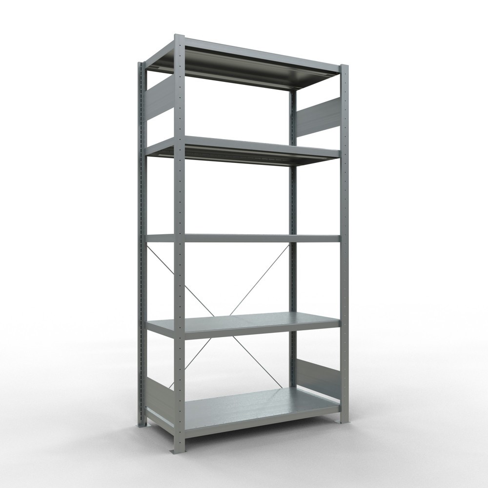 Illustration du produit: SCHULTE Rayonnage à tablettes galvanisé avec 5 tablettes en tôle d’acier, charge par tablette 330 kg, HxlxP 2 000 x 1 060 x 536 mm