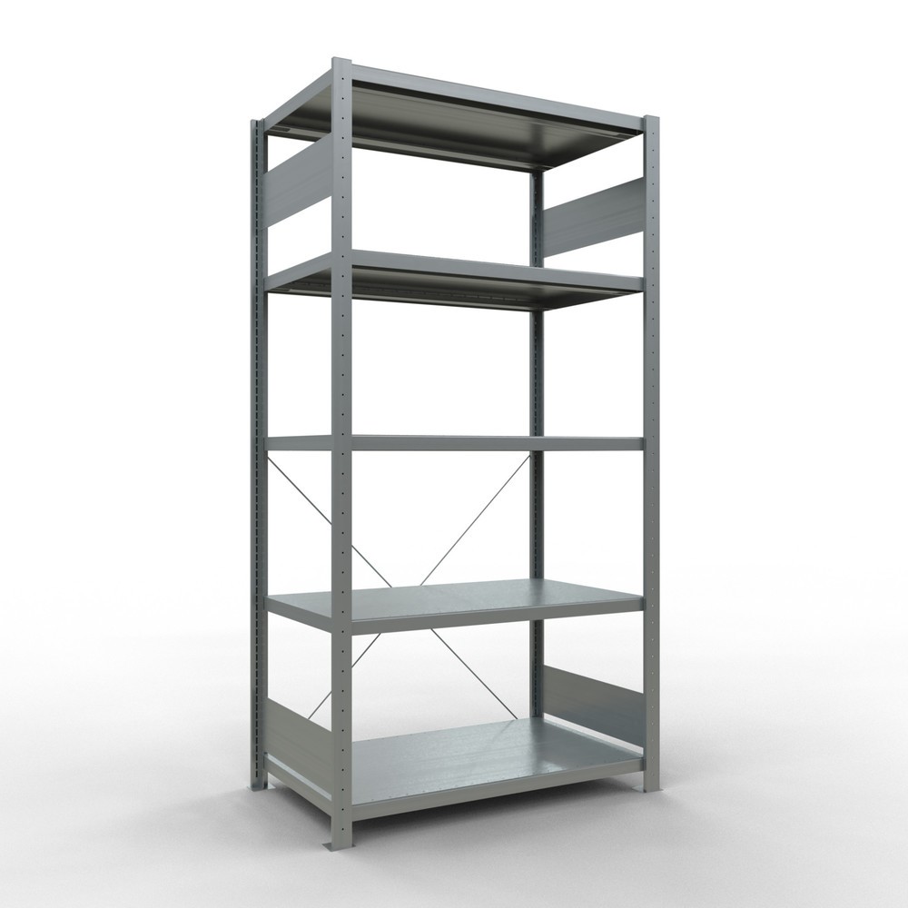 Illustration du produit: SCHULTE Rayonnage à tablettes galvanisé avec 5 tablettes en tôle d’acier, charge par tablette 330 kg, HxlxP 2 000 x 1 060 x 636 mm