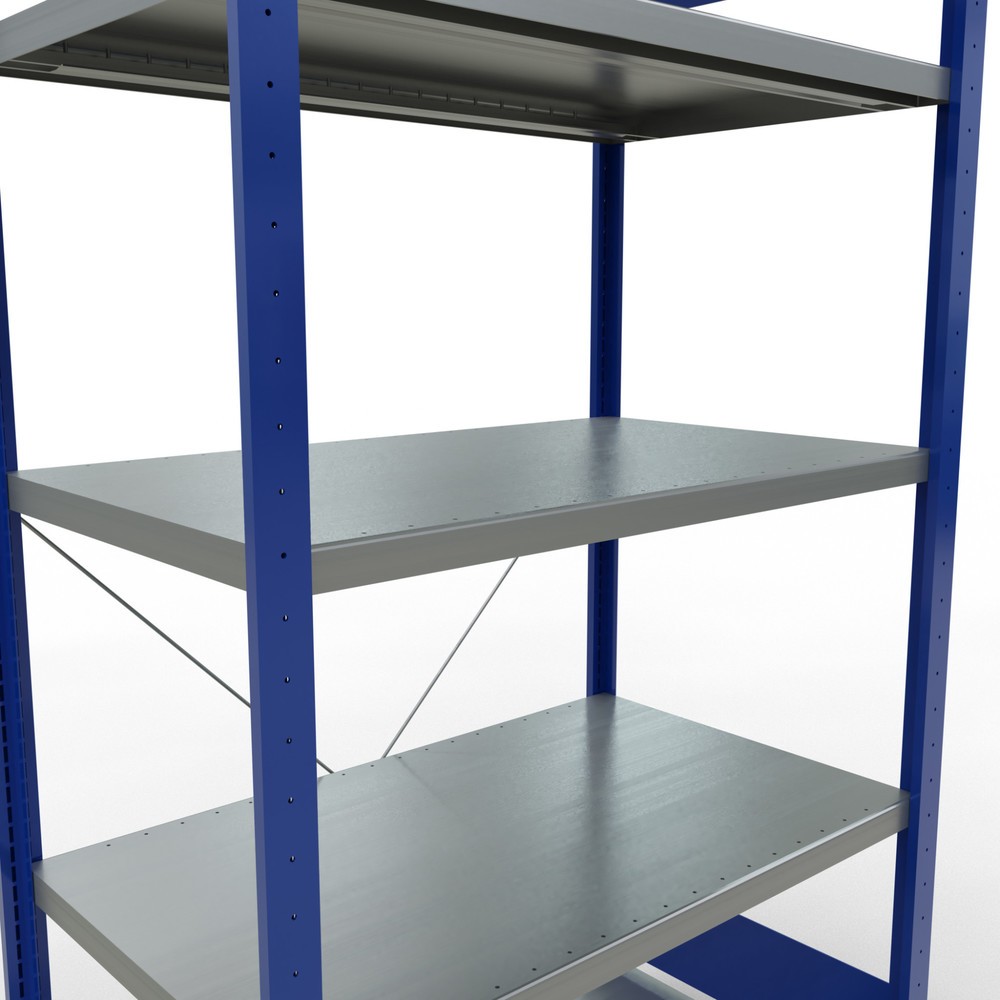Produktabbildung Nr. 5: SCHULTE Rayonnage à tablettes, bleu gentiane / galvanisé, avec 5 tablettes en tôle d’acier, charge par tablette 330 kg, HxlxP 2 000 x 1 060 x 636 mm