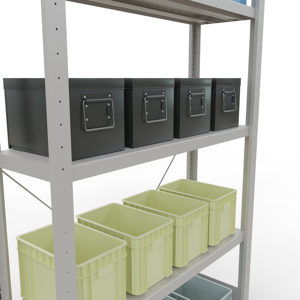 Produktabbildung Nr. 4: SCHULTE Rayonnage à tablettes gris clair avec 5 tablettes en tôle d’acier, charge par tablette 330 kg, HxlxP 2 000 x 1 060 x 336 mm