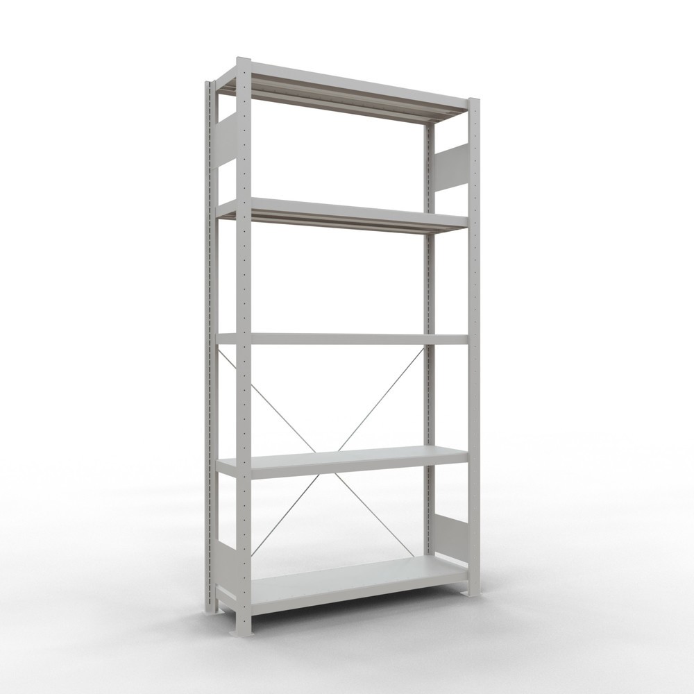 Illustration du produit: SCHULTE Rayonnage à tablettes gris clair avec 5 tablettes en tôle d’acier, charge par tablette 330 kg, HxlxP 2 000 x 1 060 x 336 mm