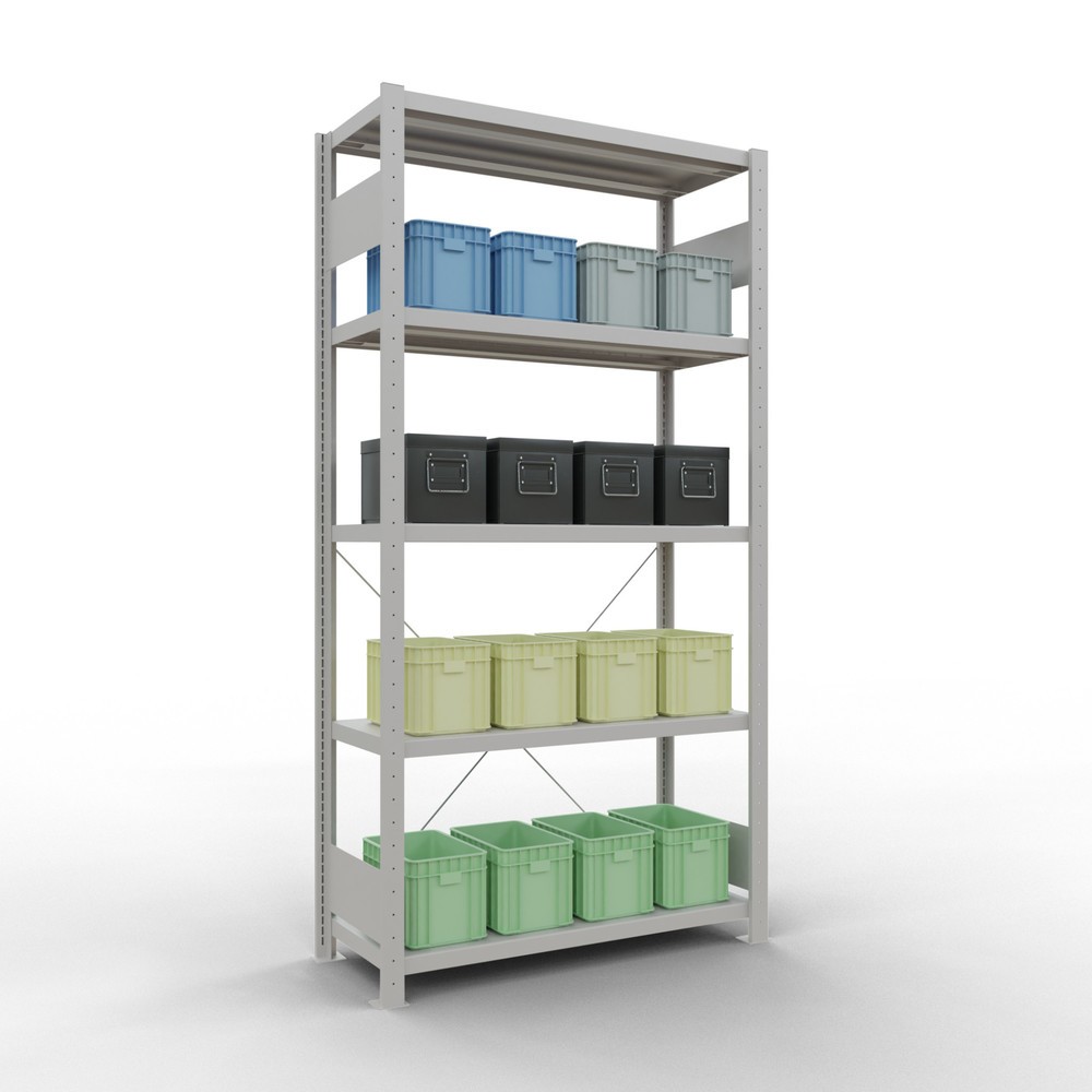 Produktabbildung Nr. 3: SCHULTE Rayonnage à tablettes gris clair avec 5 tablettes en tôle d’acier, charge par tablette 330 kg, HxlxP 2 000 x 1 060 x 436 mm