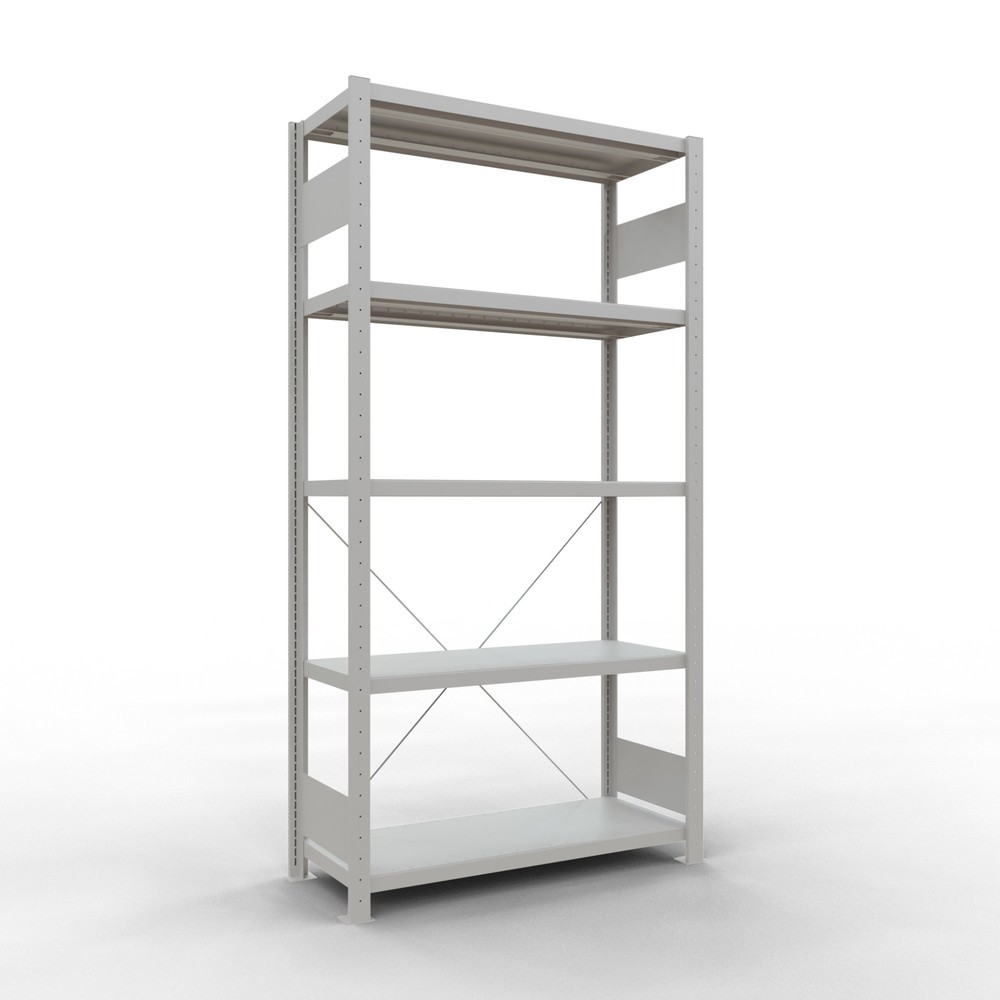 Illustration du produit: SCHULTE Rayonnage à tablettes gris clair avec 5 tablettes en tôle d’acier, charge par tablette 330 kg, HxlxP 2 000 x 1 060 x 436 mm