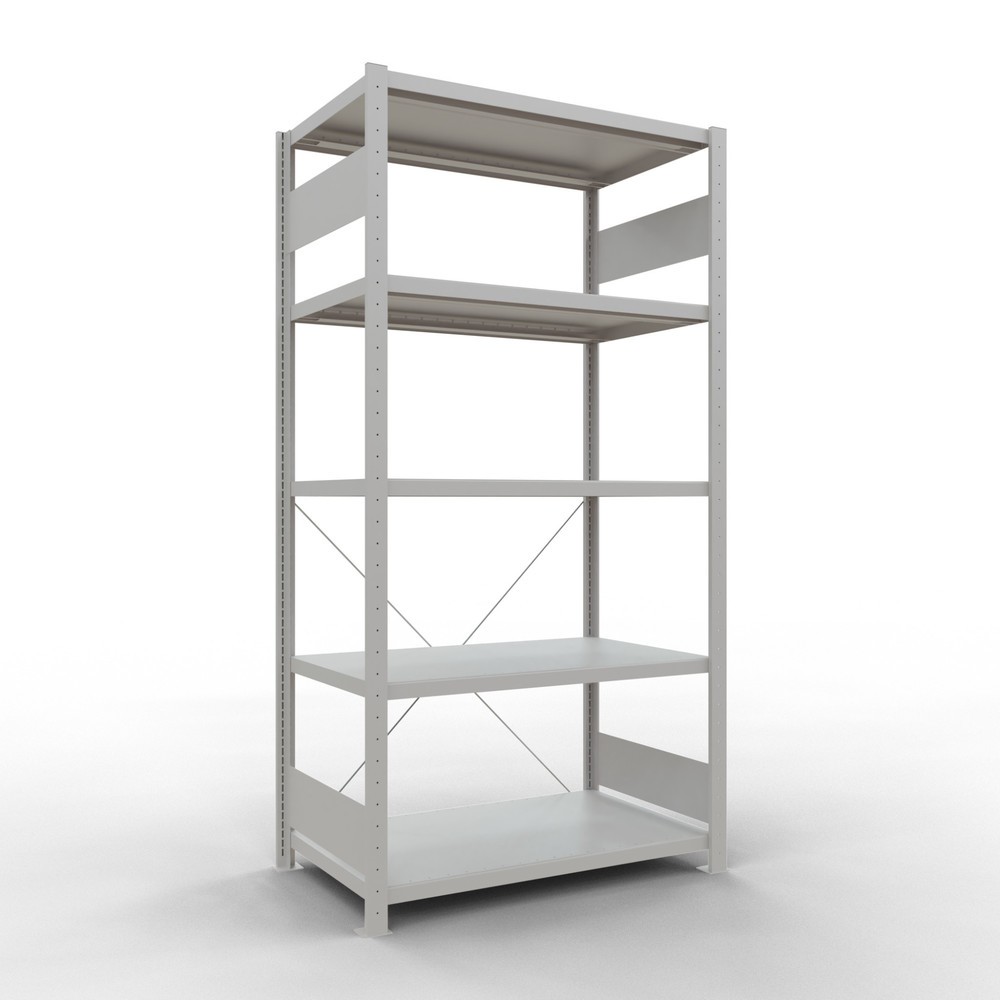 Illustration du produit: SCHULTE Rayonnage à tablettes gris clair avec 5 tablettes en tôle d’acier, charge par tablette 330 kg, HxlxP 2 000 x 1 060 x 636 mm