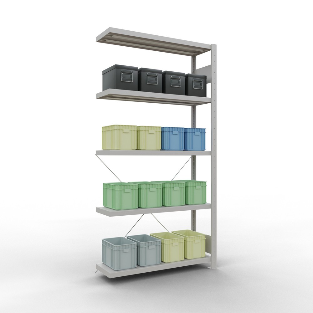 Produktabbildung Nr. 3: Rayonnage à tablettes SCHULTE, système à emboîter, travée auxiliaire, charge par tablette 330 kg, gris clair, HxlxP 2000 x 1000 x 300 mm