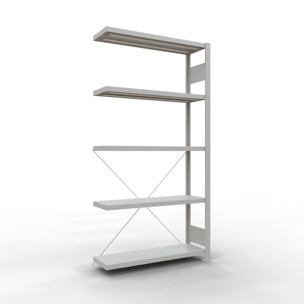 Produktabbildung Nr. 1: Rayonnage à tablettes SCHULTE, système à emboîter, travée auxiliaire, charge par tablette 330 kg, gris clair, HxlxP 2000 x 1000 x 300 mm