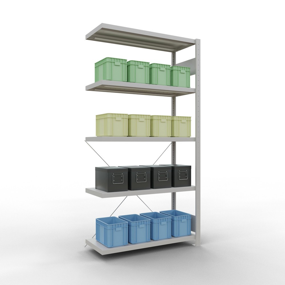 Produktabbildung Nr. 3: Rayonnage à tablettes SCHULTE, système à emboîter, travée auxiliaire, charge par tablette 330 kg, gris clair, HxlxP 2000 x 1000 x 400 mm