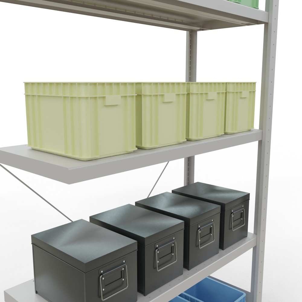 Produktabbildung Nr. 4: Rayonnage à tablettes SCHULTE, système à emboîter, travée auxiliaire, charge par tablette 330 kg, gris clair, HxlxP 2000 x 1000 x 400 mm