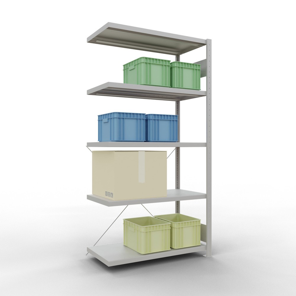 Produktabbildung Nr. 3: Rayonnage à tablettes SCHULTE, système à emboîter, travée auxiliaire, charge par tablette 330 kg, gris clair, HxlxP 2000 x 1000 x 500 mm