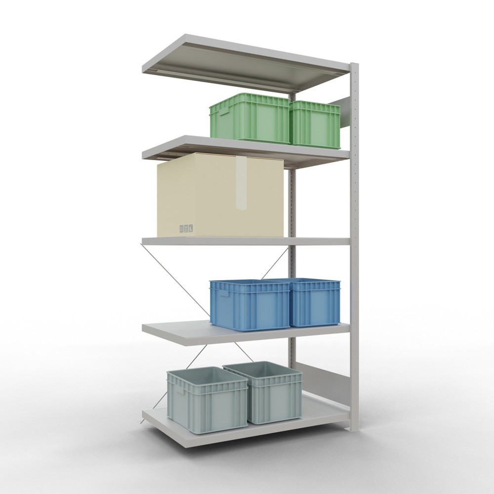 Produktabbildung Nr. 3: Rayonnage à tablettes SCHULTE, système à emboîter, travée auxiliaire, charge par tablette 330 kg, gris clair, HxlxP 2000 x 1000 x 600 mm