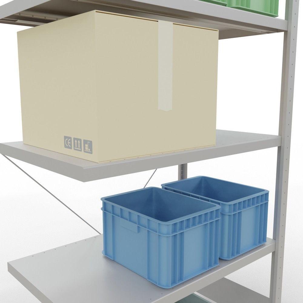 Produktabbildung Nr. 4: Rayonnage à tablettes SCHULTE, système à emboîter, travée auxiliaire, charge par tablette 330 kg, gris clair, HxlxP 2000 x 1000 x 600 mm