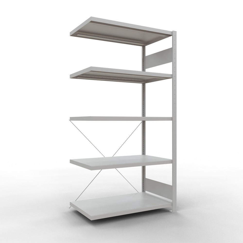 Produktabbildung Nr. 1: Rayonnage à tablettes SCHULTE, système à emboîter, travée auxiliaire, charge par tablette 330 kg, gris clair, HxlxP 2000 x 1000 x 600 mm
