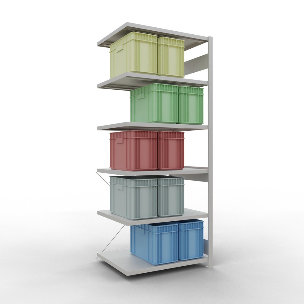 Produktabbildung Nr. 3: Rayonnage à tablettes SCHULTE, système à emboîter, travée auxiliaire, charge par tablette 330 kg, gris clair, HxlxP 2500 x 1000 x 800 mm