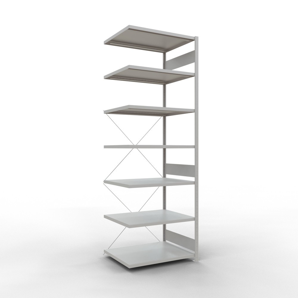 Illustration du produit: Rayonnage à tablettes SCHULTE, système à emboîter, travée auxiliaire, charge par tablette 330 kg, gris clair, H x l x P 3 000 x 1 000 x 800 mm