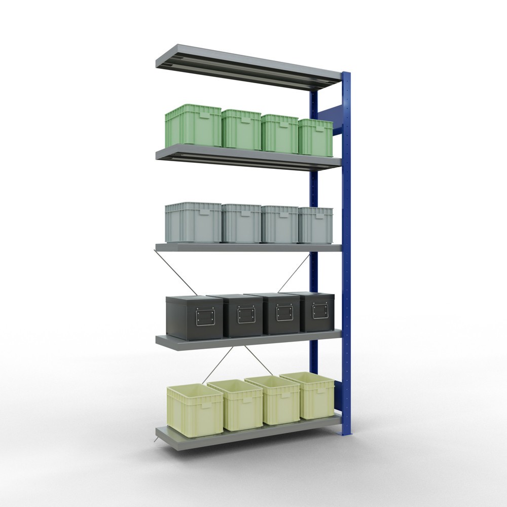 Produktabbildung Nr. 3: Rayonnage à tablettes SCHULTE, montage par enfichage, travée auxiliaire, charge par tablette 330 kg, bleu gentiane/galvanisé, H x l x P 2 000 x 1 000 x 300 mm