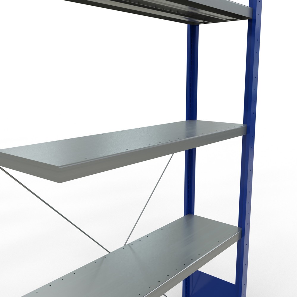 Produktabbildung Nr. 5: Rayonnage à tablettes SCHULTE, montage par enfichage, travée auxiliaire, charge par tablette 330 kg, bleu gentiane/galvanisé, H x l x P 2 000 x 1 000 x 300 mm