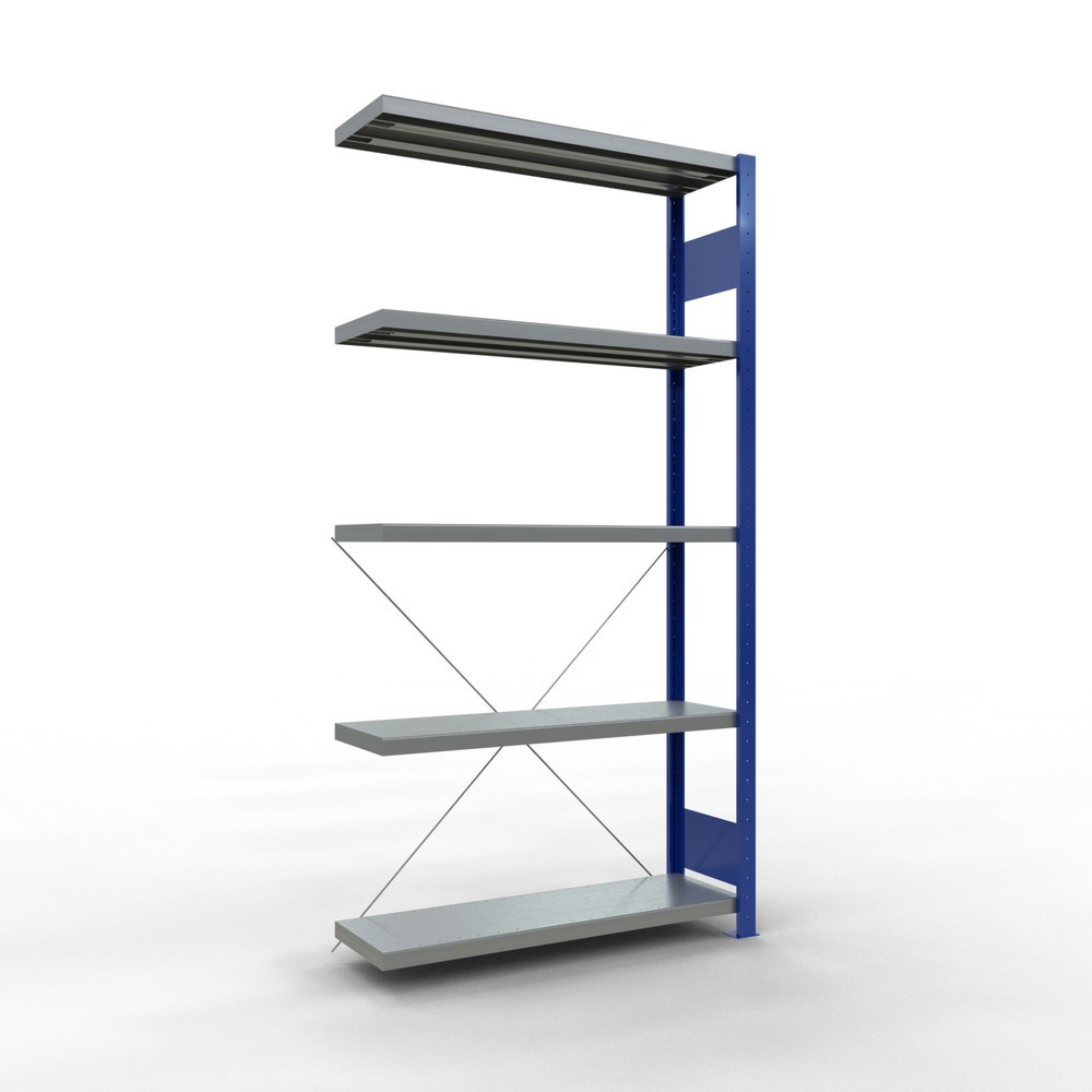 Produktabbildung Nr. 1: Rayonnage à tablettes SCHULTE, montage par enfichage, travée auxiliaire, charge par tablette 330 kg, bleu gentiane/galvanisé, H x l x P 2 000 x 1 000 x 300 mm