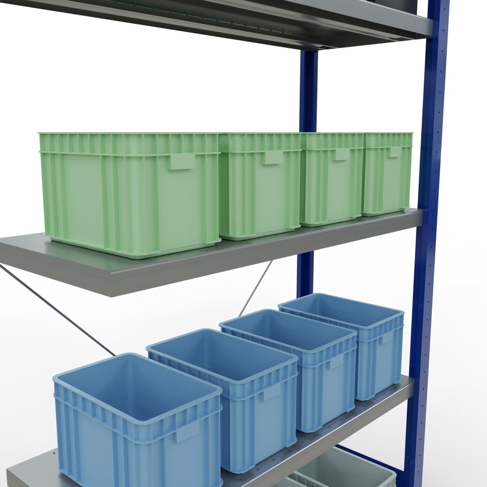 Produktabbildung Nr. 4: Rayonnage à tablettes SCHULTE, montage par enfichage, travée auxiliaire, charge par tablette 330 kg, bleu gentiane/galvanisé, H x l x P 2000 x 1000 x 400 mm
