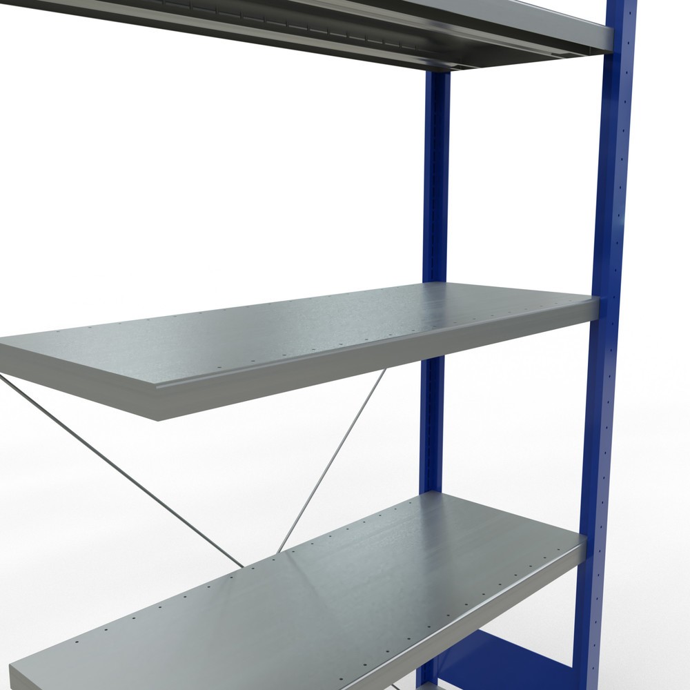 Produktabbildung Nr. 5: Rayonnage à tablettes SCHULTE, montage par enfichage, travée auxiliaire, charge par tablette 330 kg, bleu gentiane/galvanisé, H x l x P 2000 x 1000 x 400 mm