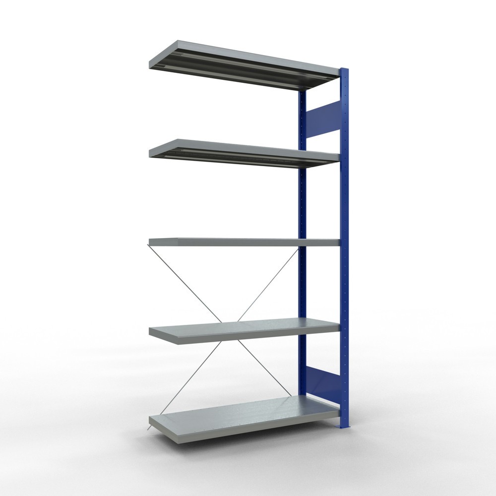 Produktabbildung Nr. 1: Rayonnage à tablettes SCHULTE, montage par enfichage, travée auxiliaire, charge par tablette 330 kg, bleu gentiane/galvanisé, H x l x P 2000 x 1000 x 400 mm