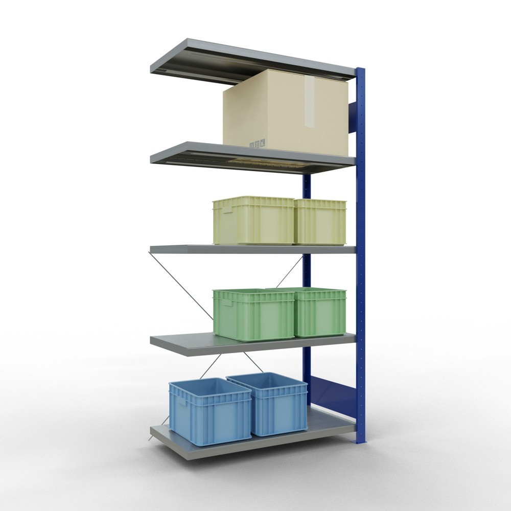 Produktabbildung Nr. 3: Rayonnage à tablettes SCHULTE, montage par enfichage, travée auxiliaire, charge par tablette 330 kg, bleu gentiane/galvanisé, H x l x P 2000 x 1000 x 500 mm