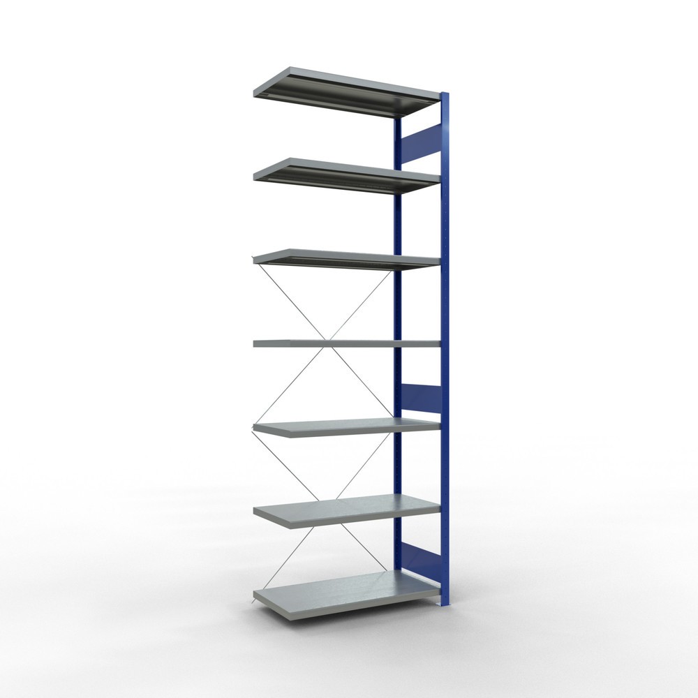 Illustration du produit: Rayonnage à tablettes SCHULTE, montage par enfichage, travée auxiliaire, charge par tablette 330 kg, bleu gentiane/galvanisé, H x l x P 3 000 x 1000 x 500 mm