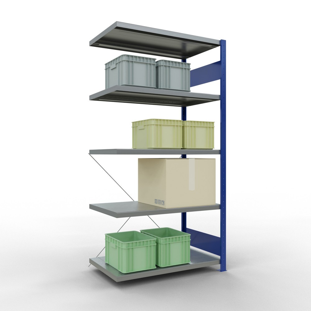 Produktabbildung Nr. 3: Rayonnage à tablettes SCHULTE, montage par enfichage, travée auxiliaire, charge par tablette 330 kg, bleu gentiane/galvanisé, H x l x P 2000 x 1000 x 600 mm