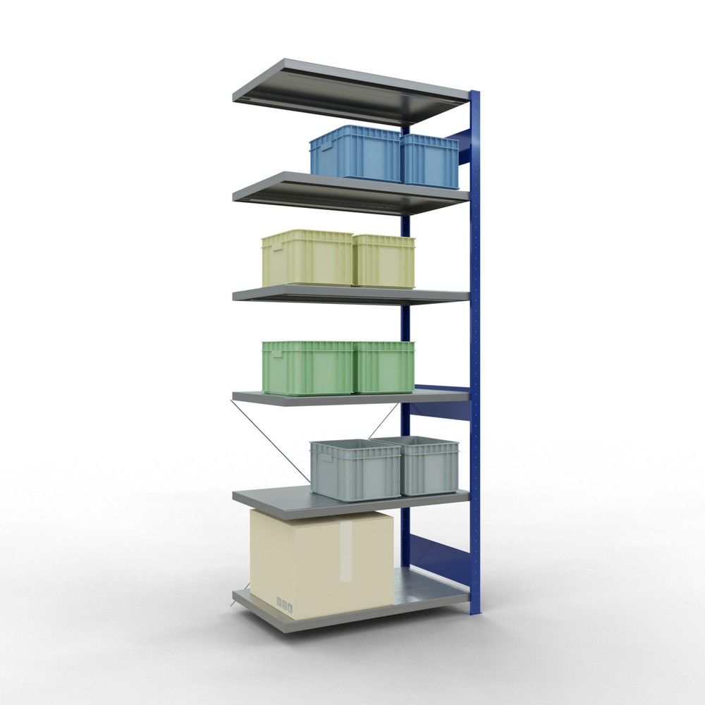 Produktabbildung Nr. 3: Rayonnage à tablettes SCHULTE, montage par enfichage, travée auxiliaire, charge par tablette 330 kg, bleu gentiane/galvanisé, H x l x P 2 500 x 1000 x 600 mm