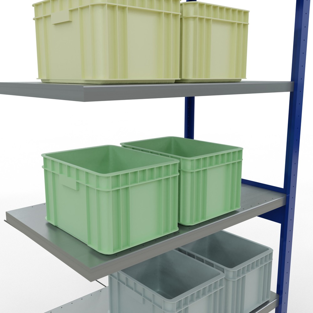 Produktabbildung Nr. 4: Rayonnage à tablettes SCHULTE, montage par enfichage, travée auxiliaire, charge par tablette 330 kg, bleu gentiane/galvanisé, H x l x P 2 500 x 1000 x 600 mm