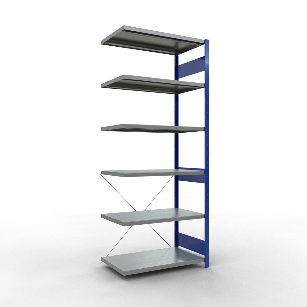 Produktabbildung Nr. 1: Rayonnage à tablettes SCHULTE, montage par enfichage, travée auxiliaire, charge par tablette 330 kg, bleu gentiane/galvanisé, H x l x P 2 500 x 1000 x 600 mm