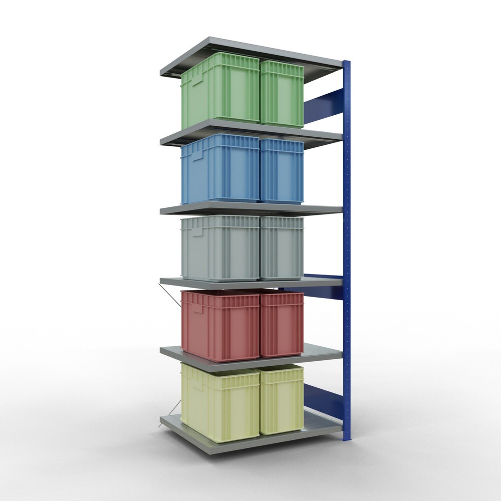 Produktabbildung Nr. 3: Rayonnage à tablettes SCHULTE, montage par enfichage, travée auxiliaire, charge par tablette 330 kg, bleu gentiane/galvanisé, H x l x P 2 500 x 1 000 x 800 mm