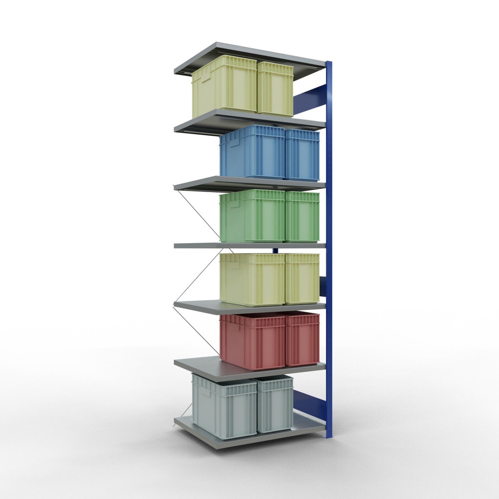Produktabbildung Nr. 3: Rayonnage à tablettes SCHULTE, montage par enfichage, travée auxiliaire, charge par tablette 330 kg, bleu gentiane/galvanisé, H x l x P 3 000 x 1000 x 800 mm