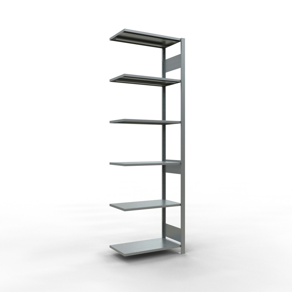 Illustration du produit: Rayonnage à tablettes SCHULTE, système à emboîter, travée auxiliaire, CT 150 kg, galvanisé, HxlxP 2 500 x 750 x 400 mm