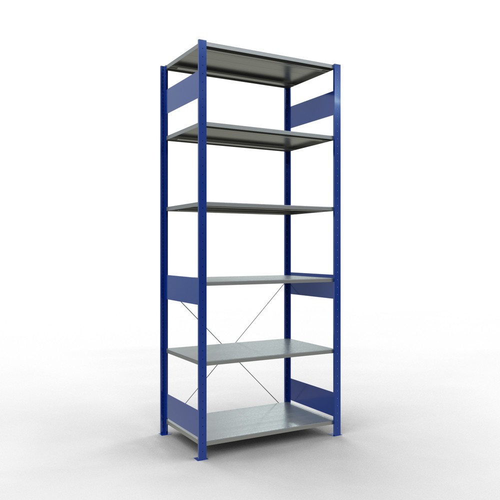 Illustration du produit: SCHULTE Rayonnage à tablettes, bleu gentiane / galvanisé, charge par tablette 150 kg, HxlxP 2 500 x 1 060 x 636 mm