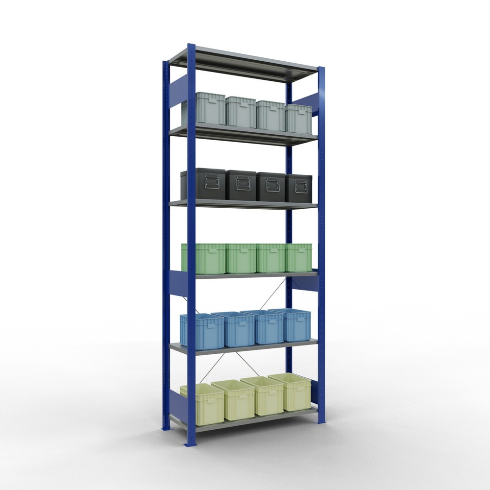 Produktabbildung Nr. 4: SCHULTE Rayonnage à tablettes, bleu gentiane / galvanisé, charge par tablette 150 kg, HxlxP 2 500 x 1 060 x 436 mm