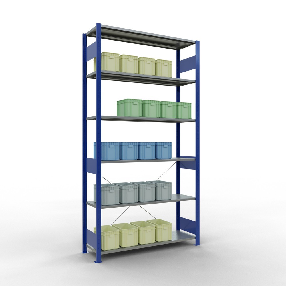 Produktabbildung Nr. 3: SCHULTE Rayonnage à tablettes, bleu gentiane / galvanisé, charge par tablette 150 kg, HxlxP 2 500 x 1 360 x 436 mm