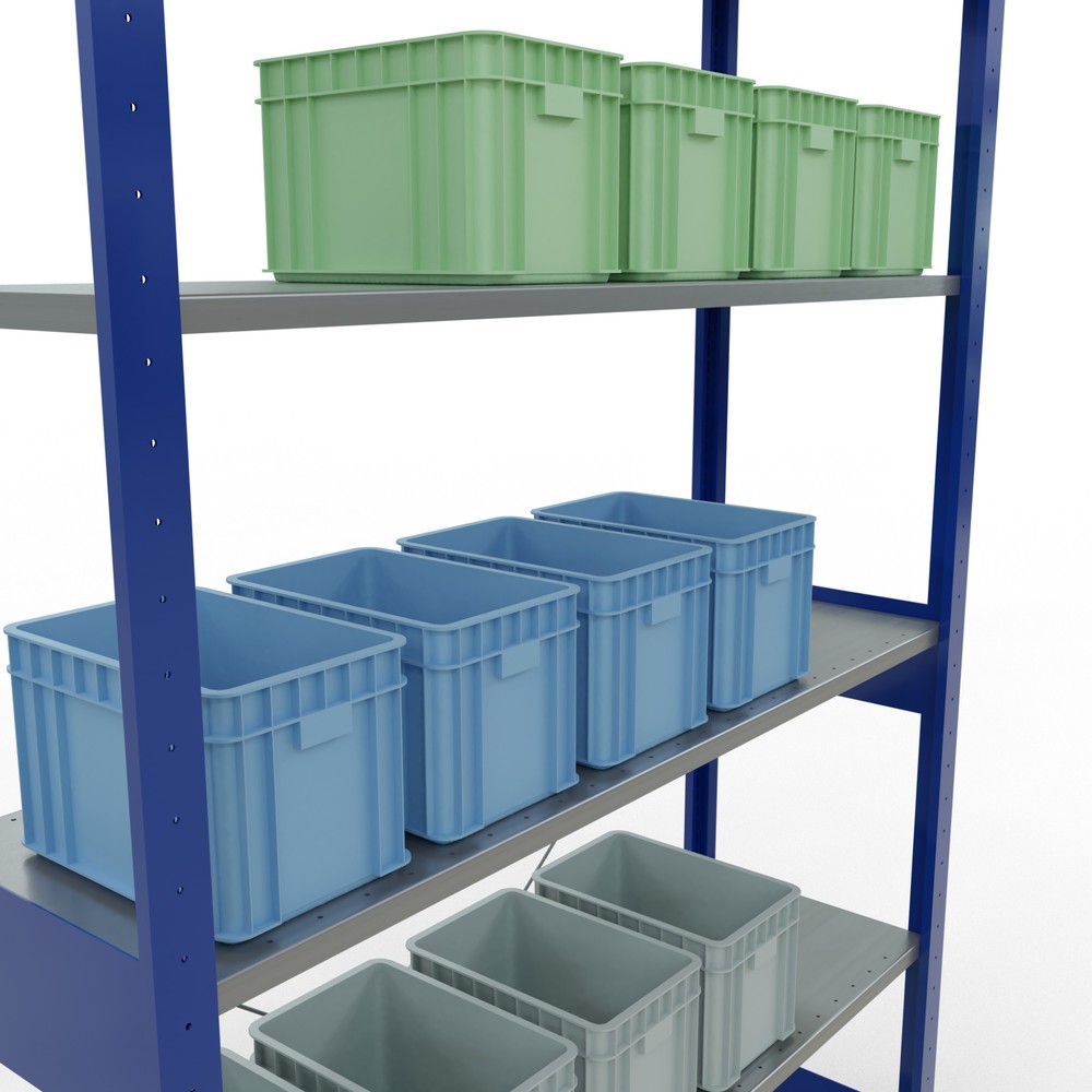 Produktabbildung Nr. 4: SCHULTE Rayonnage à tablettes, bleu gentiane / galvanisé, charge par tablette 150 kg, HxlxP 2 500 x 1 360 x 436 mm