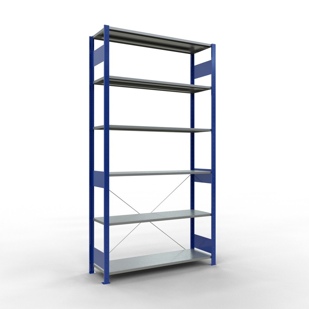 Produktabbildung Nr. 1: SCHULTE Rayonnage à tablettes, bleu gentiane / galvanisé, charge par tablette 150 kg, HxlxP 2 500 x 1 360 x 436 mm