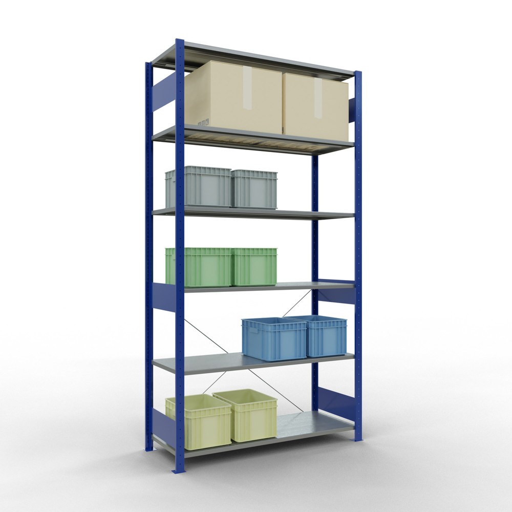 Produktabbildung Nr. 3: SCHULTE Rayonnage à tablettes, bleu gentiane / galvanisé, charge par tablette 150 kg, HxlxP 2 500 x 1 360 x 536 mm