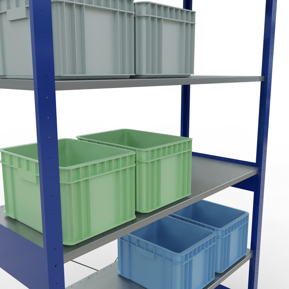Produktabbildung Nr. 4: SCHULTE Rayonnage à tablettes, bleu gentiane / galvanisé, charge par tablette 150 kg, HxlxP 2 500 x 1 360 x 536 mm